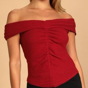 Free People - Ruched, Off The Shoulder Top